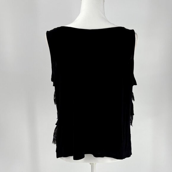 Relativity Black Sleeveless Tiered Lace & Viscose Ruffle Tank Top Size XL - Picture 3 of 10